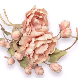 Blush Pink Roses Peonies Floral Green Leaves Wedding Dining Table Arrangement